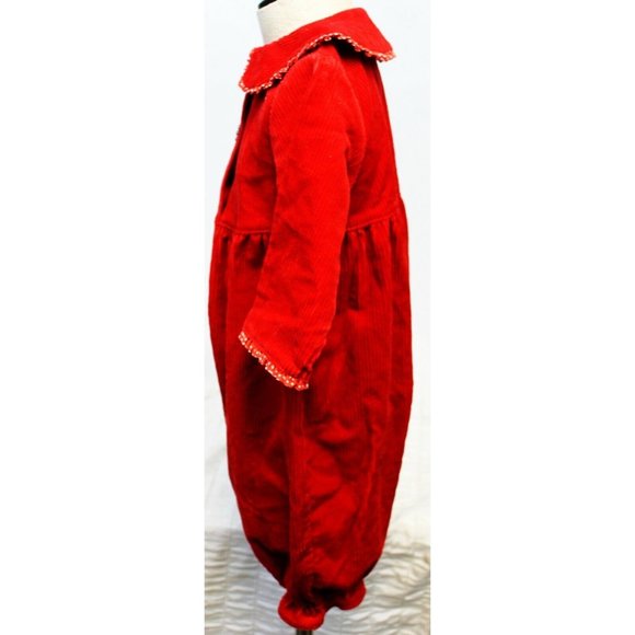 Vtg 1990s Kidzcloz Red Corduroy 1-pc Bubble Jumpsuit Flowers Little Girl Sz 18M - Picture 5 of 12